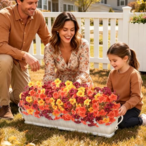 24PCS Artificial Fall Mums Flowers for Outdoor & Indoor Decoration