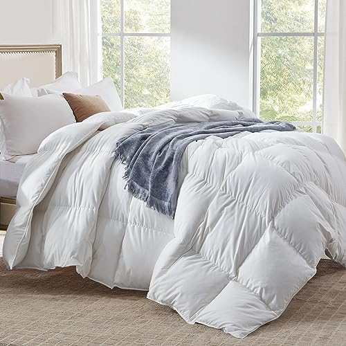White Queen Size All Season Down Comforter - Ultra-Soft Down Feather Bedding