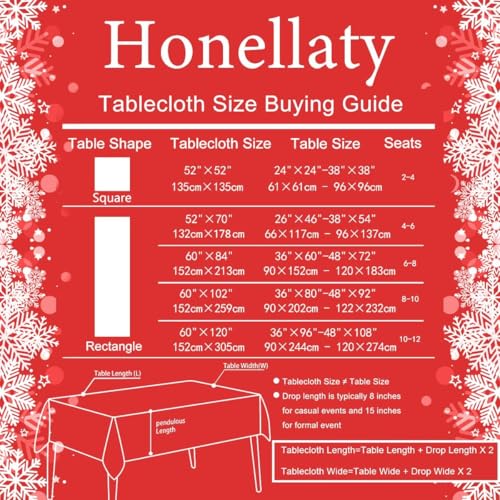 Honellaty Christmas Sled Rectangular Tablecloth 60x120 Inch Red with Poinsettia & Bells