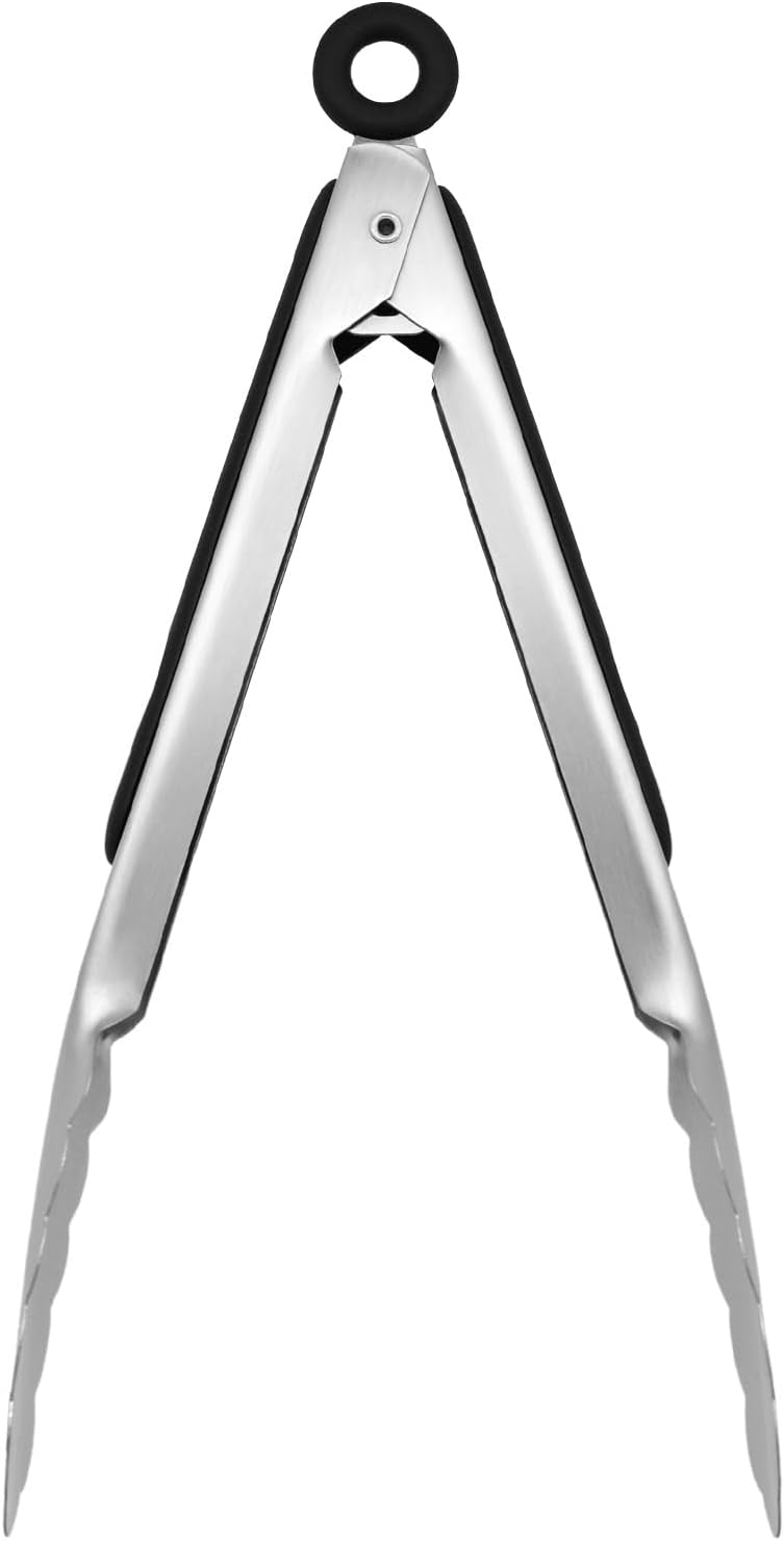 Skiennix 9-Inch Stainless Steel Kitchen Tongs - Locking Design with Non-Slip Grip