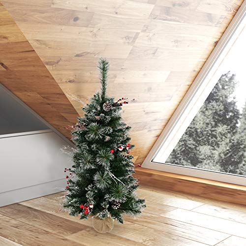 3 ft Snow Tipped Artificial Christmas Tree with Berry Accents and Burlap Base
