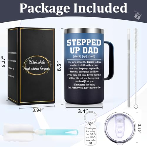 Gradient 20oz Insulated Coffee Mug for Stepdad - Father's Day Gift with Keychain