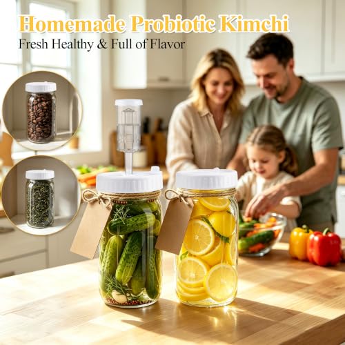 32oz Wide Mouth Mason Jar Fermentation Kit with Airlock & Glass Weights