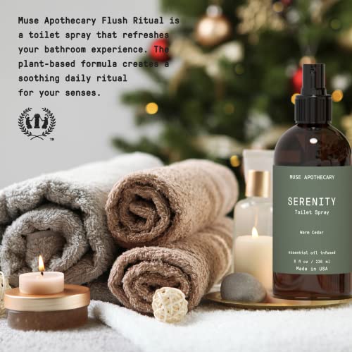 Muse Apothecary Flush Ritual - Aromatic & Refreshing Toilet Spray, Use Before You Go, 2 oz, Infused with Natural Essential Oils - Bergamot + French Lavender + Sandalwood