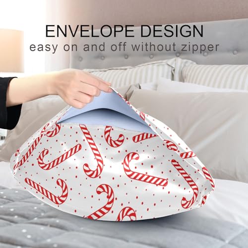 Christmas Satin Pillowcase for Hair & Skin - Red Candy Canes, Standard 20x26 Inches