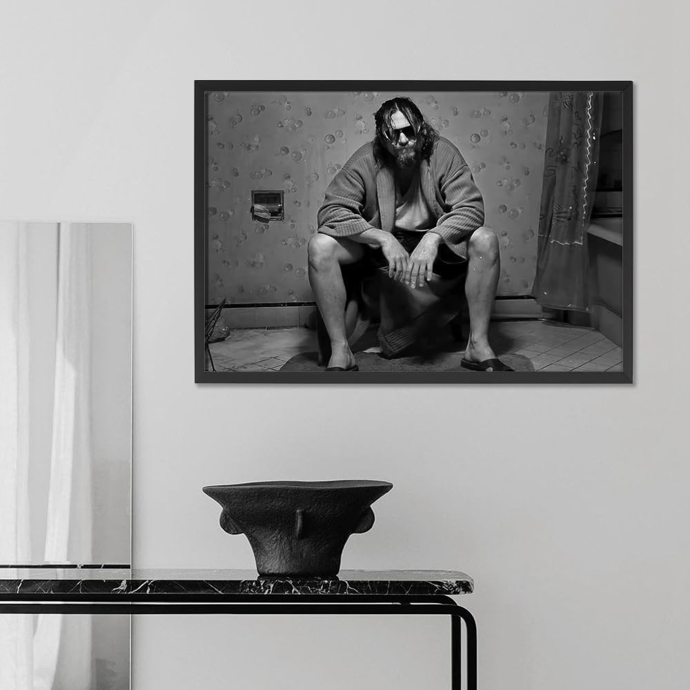 Quarut Funny Bathroom Wall Art - Black and White Movie Poster Canvas Print | Humorous Film Scene Decor
