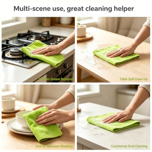 Reusable Microfiber Cleaning Cloths Roll - 20 Green Tear-Off Towels