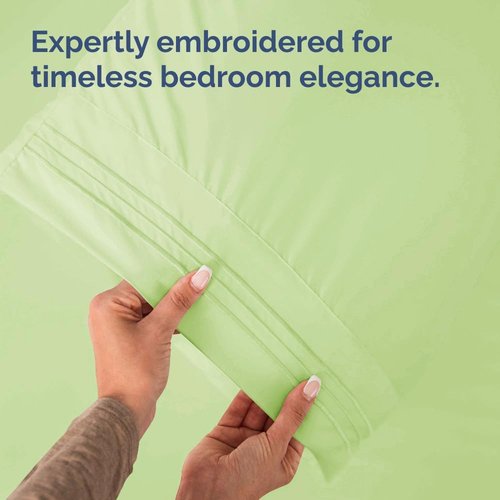 King Pillow Cases by Luxurious Living - Ultra Soft Hotel Quality - Wrinkle Free & Fade Resistant - Light Sage Green - Set of 2