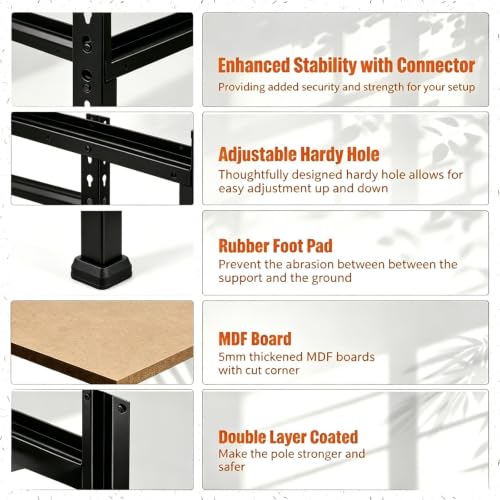OUTLANE Heavy Duty 5-Tier Garage Shelving Rack 2500 lbs Adjustable Storage
