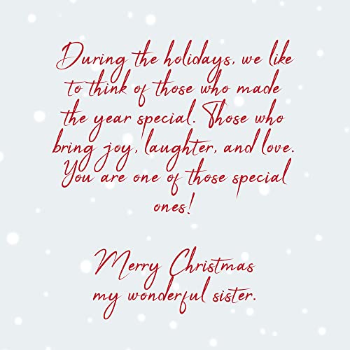 Sister Christmas Card - Eco-Friendly Thick Card Stock with Premium Envelope - Made in America - 5x7.75 Inches