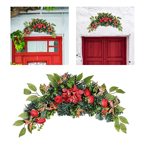 Flower Swag Door Wreath - Hydrangea & Red Bud Artificial Floral Garland