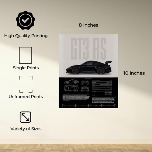InkFlow Vintage Racing Car Poster - Classic Supercar Wall Art for Boys' Room | 8x10 Unframed Canvas Print
