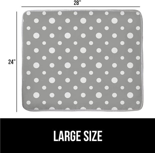 GORILLA GRIP The Original Ironing Board Cover and Pad, Silicone Coating, 400°F Scorch Resistant Thick Padding, Heavy Duty Iron Covers Standard Boards, Hook and Loop Fastener Strap, Polka Dots 28x24