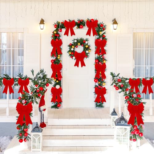 24PCS Red Velvet Christmas Bows Holiday Tree Decor Indoor Outdoor