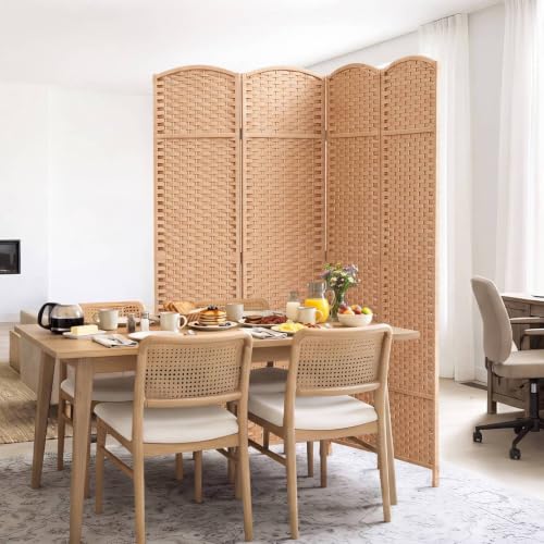 4-Panel Room Divider Screen, 69'' Tall, Natural Woven Privacy Panel — 4-Panel Variation