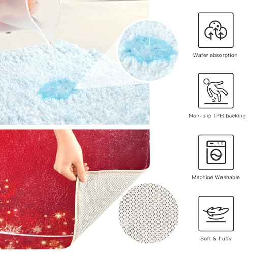 Multicolor Christmas Bathroom Rugs 2-Piece Set - Quick Dry Plush Anti-Slip