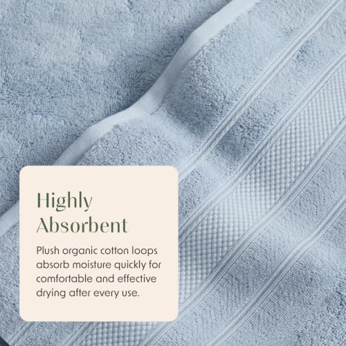 Organic Cotton Bath Towel Set - 6 Piece Blue Fog GOTS Certified Heavyweight