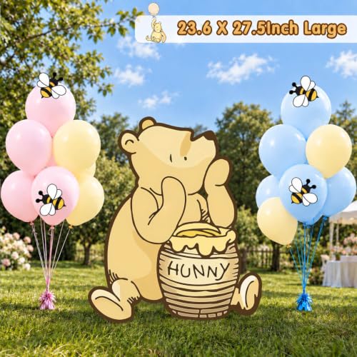 Large Winnie Bear Gender Reveal Decorations Cutout - 27.5 Inch