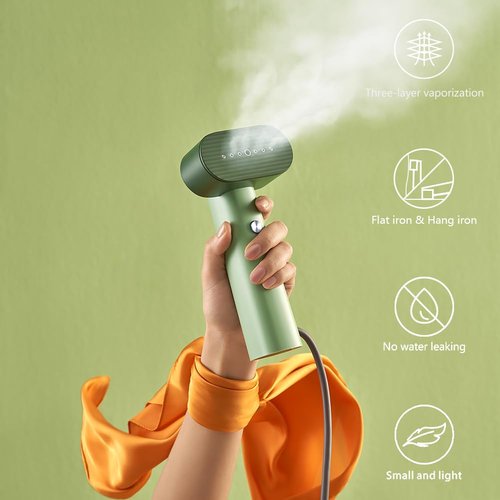 Nexdoo G6 Steamer for Clothes Portable 2-in-1 Travel Steamer Iron for Clothes, Just 0.7lbs Lightly, 10 Minutes of Continuous Steam, 900W Light Steamer for travel and home (green)