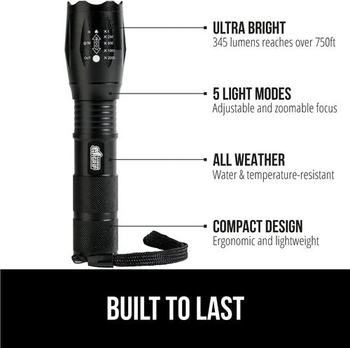 Gorilla Grip Shoe Organizer - Over The Door Design | Holds Up To 40lbs | 2-Pack with LED Tactical Flashlight
