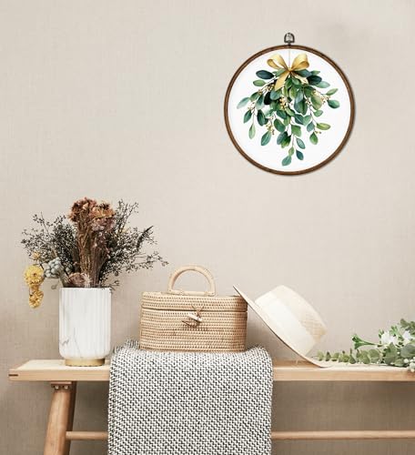 Christmas Hanging Ornament with Bow - Mistletoe Decor for Holiday Season