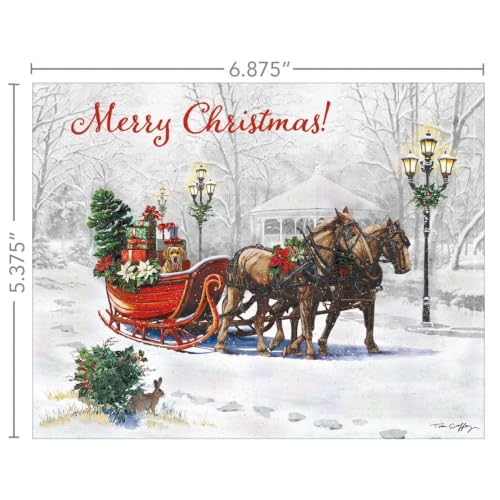 Boxed Christmas Cards Set with Holiday Artwork - 18 Cards & Envelopes