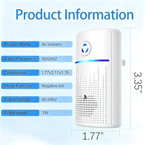 White 4-Pack Mini Air Purifiers for Home and Office - Plug-In Ionizers