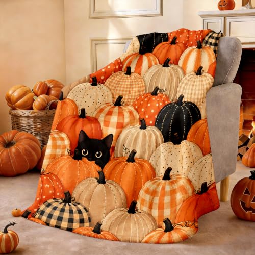 Fall / 40x60 Cozy Pumpkin Throw Blanket for Couch - Autumn Fleece