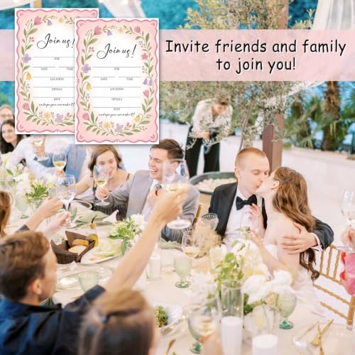 25 Pack Floral Invitation Cards with Envelopes for Weddings & Parties