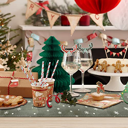 Snowflake Christmas Tree Table Runner 13x72 Inch Winter Holiday Decor - Farmhouse Style