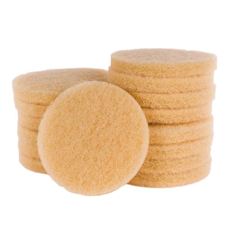 8-Inch Carpet Scrubbing Pads for Floor Cleaning Machines - Beige, Pack of 15