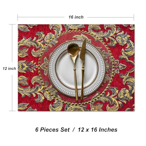 Christmas Red European Decorative Placemats Set of 6 - Luxurious Table Mats