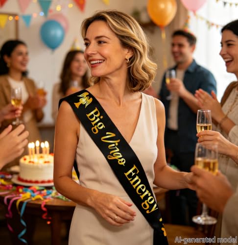 Virgo Zodiac Sash Birthday Party Accessory - Big Virgo Energy