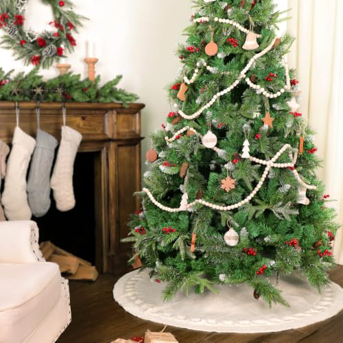 Small Cable Knit Christmas Tree Skirt - Neutral Cozy Holiday Decor