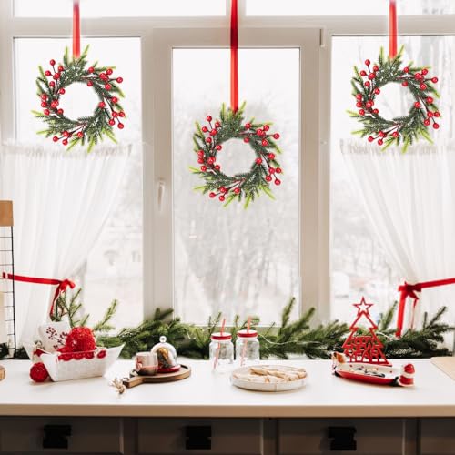 Artificial Christmas Wreath 9 Inch Faux Green Door Decor DIY Holiday Decoration