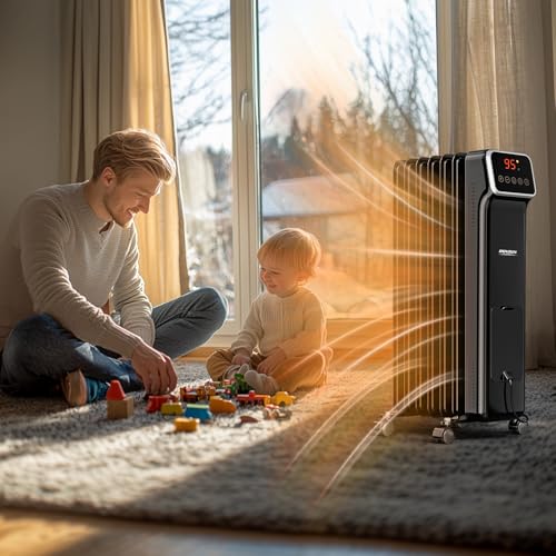 ROVSUN WiFi-Controlled Oil Filled Radiator Heater - 1500W, Black