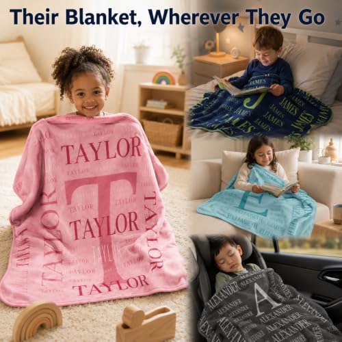 Personalized Name Blanket for Kids - Soft Flannel Custom Gift in Multiple Sizes