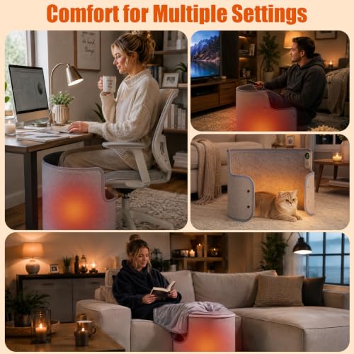 Voltiefy Grey Under Desk Heater with Blanket - Silent, Energy Efficient Foot & Leg Warmer