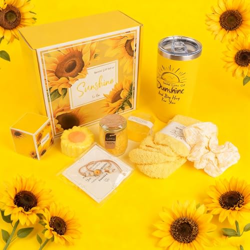 Sunflower Gift Box for Women - Spa Self-Care Set with Tote & 10 Gifts