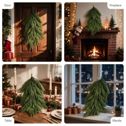 Artificial Christmas Teardrop Swag Set - 2 Pack 25 Inch Norfolk Pine Decor