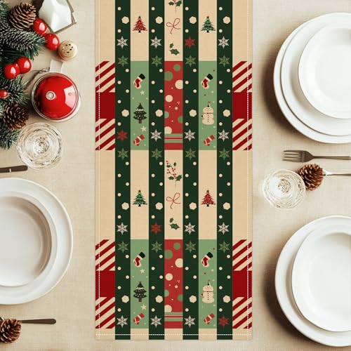 Honitra Christmas Table Runner 13x72 Inch Waterproof Linen Green Seasonal Decor Variation of THIS listing