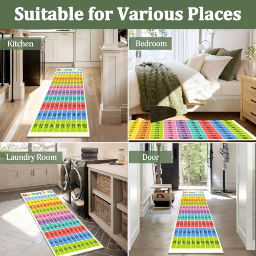 Educational Number Chart Runner Rug - Classroom Washable 1.4x7 ft Pattern-2