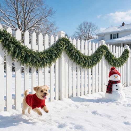 15FT Artificial Christmas Cedar Garland Realistic Winter Holiday Decor - 2 Pack