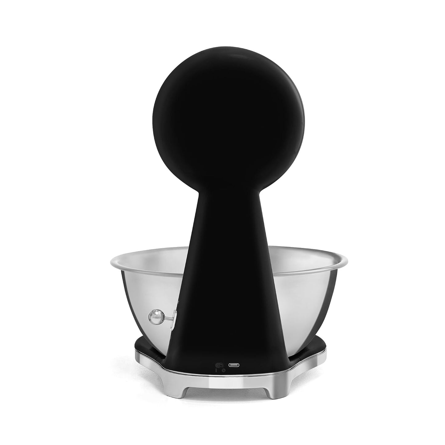 SMEG Retro-Style Kitchen Scale - 11 lb Capacity, Rechargeable Battery, Backlit LCD Display | Black Stainless Steel Bowl