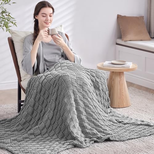 Weighted Blanket for Adults 36x48 Inches 5lbs No Beads Knitted Comfort Light Grey