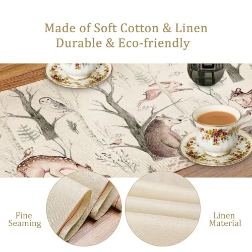 Forest Woodland Animals Table Runner 13x36 Inches - Rustic Nature Decor - Forest-6