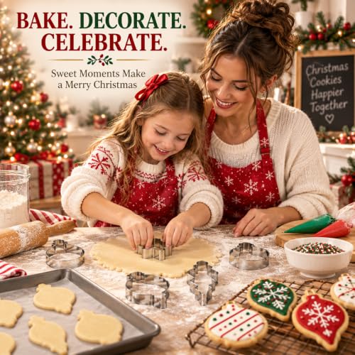 Christmas Ornament Cookie Cutter Set - 6 Stainless Steel Shapes for Holiday Baking