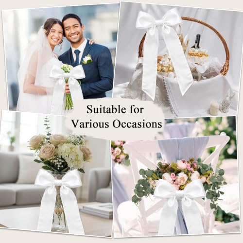 6PCS White Wreath Sashes for Front Doors - Perfect for Holiday & Event Decor