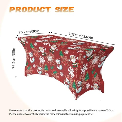 Uorisanigo Christmas Snowman Fitted Tablecloth for 6ft Rectangle Tables - Holiday Decor