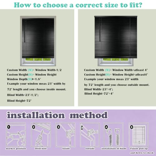 82-Inch Width Cordless Aluminum Mini Blinds - Blackout Window Shades for Living Room & Bedroom
